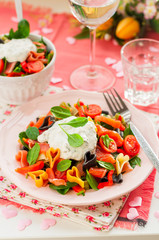 Salmon and Heart Shaped Pasta Salad with Creamy Dressing