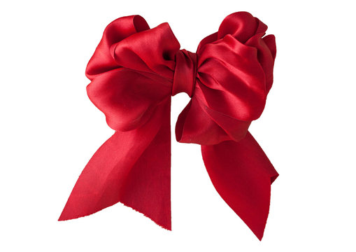red ribbon bow on white background decoration for christmas and new year 