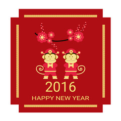 Chinese 2016 New Year of the Monkey for greeting card