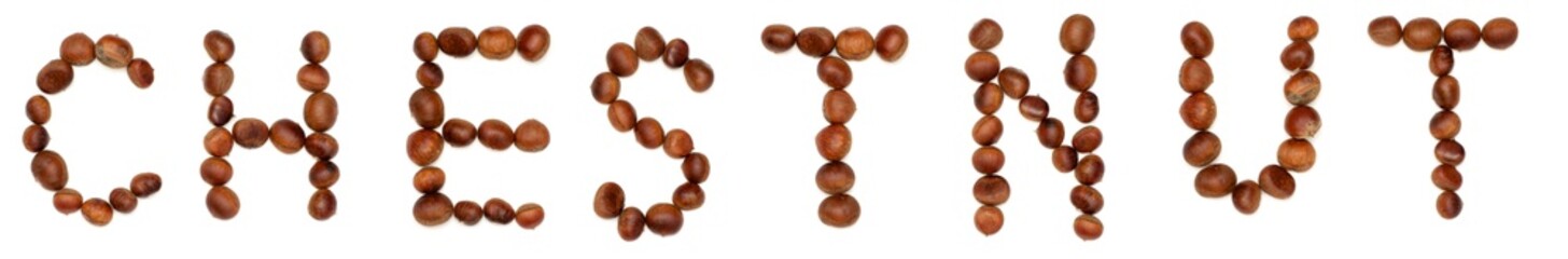 Chestnut word over white