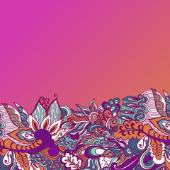 Colorful flowers pattern background. Floral frame. Vector illustration