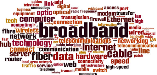 Broadband word cloud concept. Vector illustration