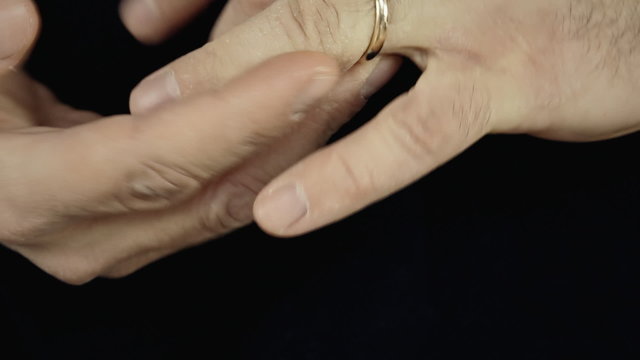 Wedding ring hands nervous