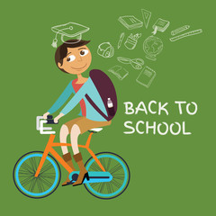 student college riding bicycle go back to school class icon dream graduation graduate