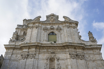 OSTUNI, ITALY - NOVEMBER 14, 2015: The church of San Vito in Ostuni where is in the south of Italy. It is the best Rococo example of the Puglia region.