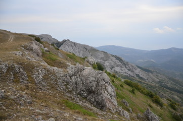 view from the cliff, beautiful landscape Crimean mountains,