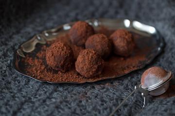 truffle on plate. selective focus