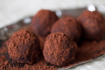 truffle on plate. selective focus