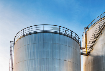 Oil industry storage tanks for fossil fuel.
