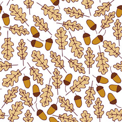 Autumn seamless pattern. Acorns and Oak Leaves