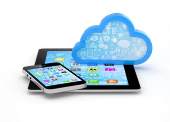 tablet pc, smart phone and cloud