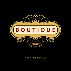 Monogram design elements, graceful template. Elegant line art logo design. Business sign, identity for Restaurant, Royalty, Boutique, Cafe, Hotel, Heraldic, Jewelry, Fashion, Wine. Vector illustration