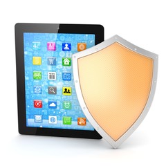 Tablet PC and shield on whute device security concept