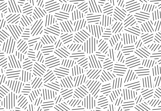 Seamless pattern with striped polygons, abstract geometric repeating background with lines - vector illustration