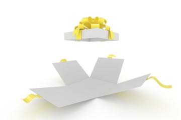 open gift box on white background