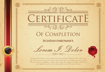 Certificate of achievement retro template