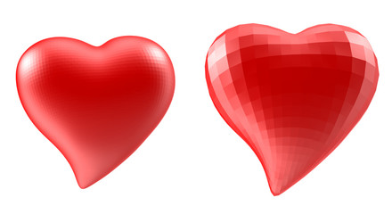 Obraz premium Set of hearts with faceted low-poly geometry effect