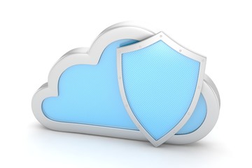 cloud and shield, cloud security concept
