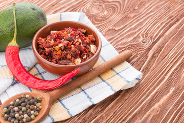 Chili papper on wooden
