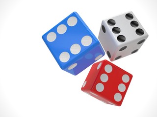 three dices on white