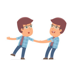 Funny and Cheerful Character Freelancer drags his friend to show