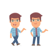 Funny and Cheerful Character Freelancer making presentation usin