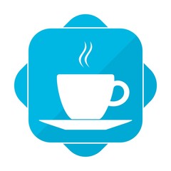 Blue square icon coffee