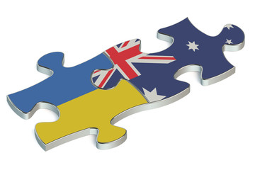 Naklejka premium Australia and Ukraine puzzles from flags