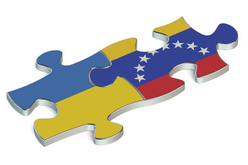 Naklejka premium Venezuela and Ukraine puzzles from flags