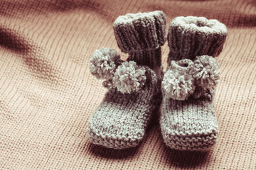Knitted baby booties