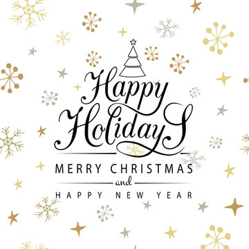 Happy Holidays typography for Christmas/New Year greeting card/i