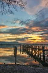 Fototapeta premium Allensbach bei Sonnenuntergang