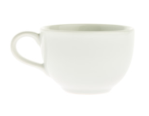 close up perfect white coffee cup on white background