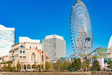 Yokohama Minato Mirai 21 in Yokohama, Japan. Yokohama is the third biggest city in Japan.