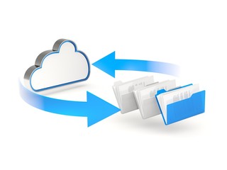 Blue cloud drive icon with folders