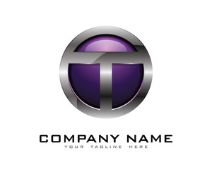3D Letter T Color Chrome Logo