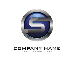 3D Letter S Color Chrome Logo