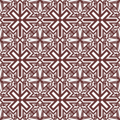 Fototapeta premium Seamless background image of vintage red spiral cross kaleidoscope pattern. 