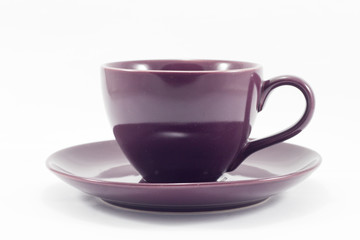 Purple coffee cup isolated on white background
