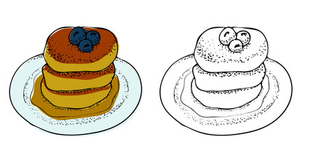 Vector Illustration of Pancakes with Maple Syrup