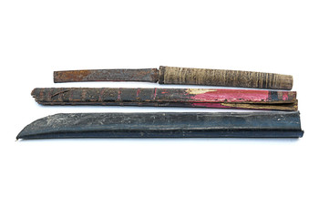 Piece antique sword on white background