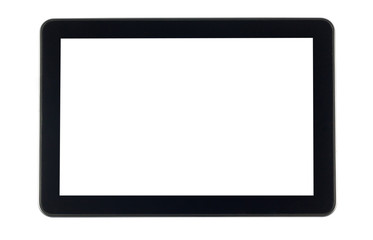 Black tablet computer isolated on white background