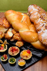 finger food, dessert and bread