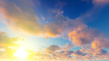 Naklejka na ściany i meble Cloudy blue sky abstract background, 3d illustration