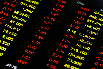 Fototapeta premium Stock market price drastically decreasing on computer screen