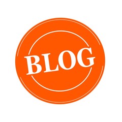Blog white stamp text on circle on orage background