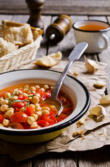 Clear soup with vegetables