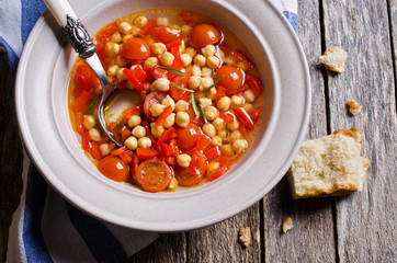 Clear soup with vegetables