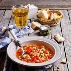 Clear soup with vegetables