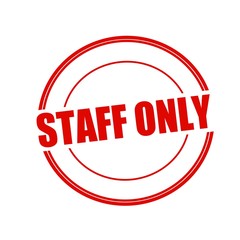 STAFF ONLY red stamp text on circle on white background